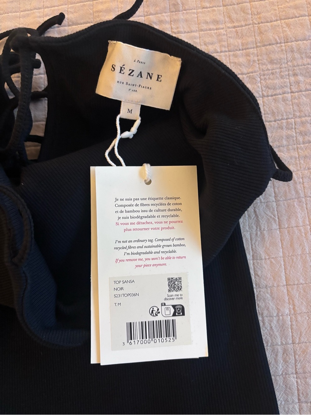 SOLD NWT Sézane Sansa Top in Black Size M - Picture 6 of 8